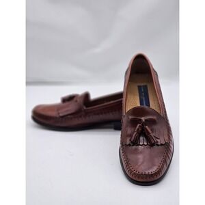 Giorgio Brutini Mens Tassel Leather Woven Office Dress Loafer Brown Size 8 1/2 M